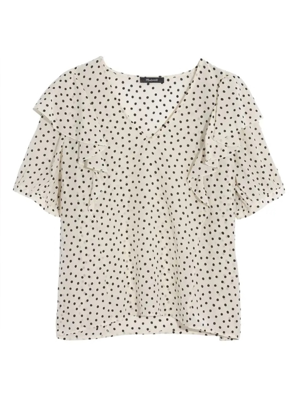 Madewell • Shoulder Ruffle V-Neck Silk Top